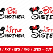 91 Little Sister, Big Sister, Little Brother, Big Brother, Mickey SVG, Mickey Cut File, Instant Download, Cricut & Silhouette, Mickey Head