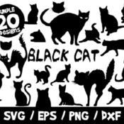 95 Black Cat SVG Bundle, Cats Halloween SVG, Halloween SVG, Halloween Decor, Black Cat Vector, Dxf, Cut File, Cricut, Cat Silhouette