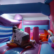 Big pink inflatable castle play with inflatables insite!!!