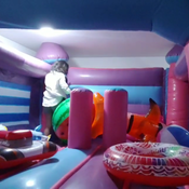 Big pink inflatable castle play with inflatables insite!!!