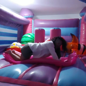 Big pink inflatable castle play with inflatables insite!!!