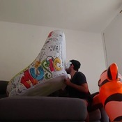 Blowing up inflatable chair :)