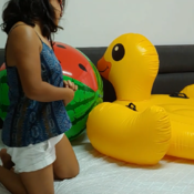 Deflating lovely duck and beachball !!!