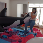 Mouth blow big black inflatable whle by Alice!!!