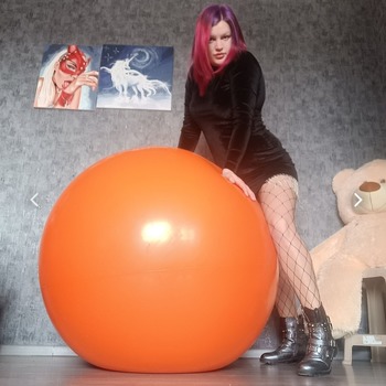 Our model Valeria bouncing and deflating gymball