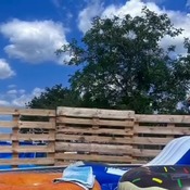 Inflating pool floats for shooting and playing.