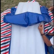 Inflating pool floats for shooting and playing.