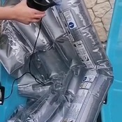 Inflating poolfloats for shooting