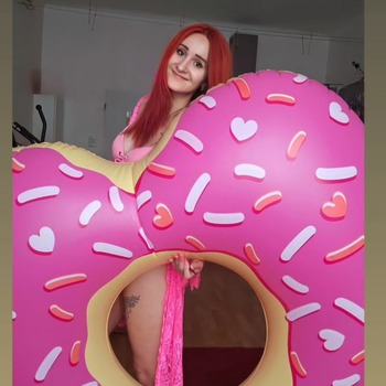 Lena shooting with inflatables and with panties, bikini.