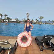 Mariana inflating and deflating shooting pooltoys.