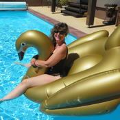 Anka and Radana sister shooting with inflatables