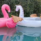 Inflating pool toy on the weekend