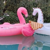 Inflating pool toy on the weekend