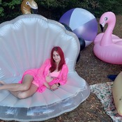 Lena deflating clamshell and swans - video