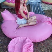 Lena deflating flamingo - video +photo