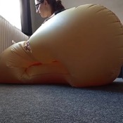 Lera inflating and deflating donut heart float.