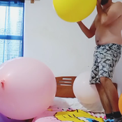 Blowing up 2 big unique 26 balloons