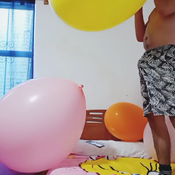 Blowing up 2 big unique 26 balloons