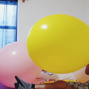 Blowing up 2 big unique 26 balloons