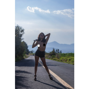Gin topless en la carretera