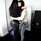 TWO GIRLS PLAY AND POP BALLOONS