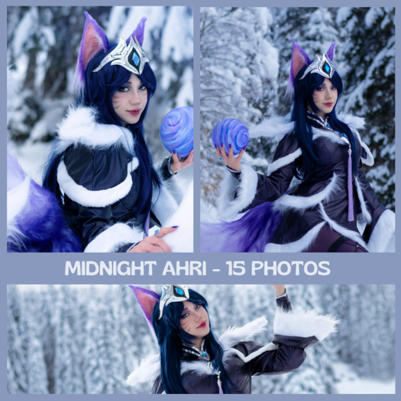Ahri Midnight in the snow - 15 HD photos