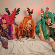 Miss Fortuna, Shaya and Soraka - Star Defenders in Lingerie - League of Legends