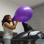 Blowing up whale and blow to pop 2 balloons!! Julie