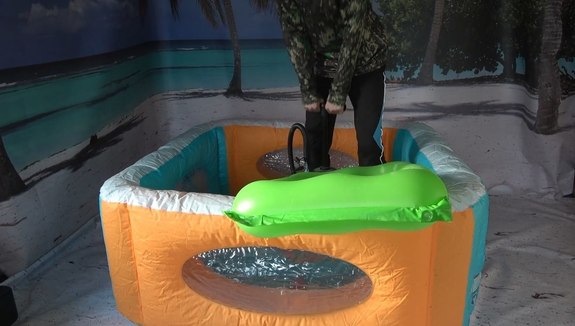 Popping square pool and 2 other inflatables