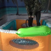 Popping square pool and 2 other inflatables