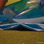 Popping the inflatable blue intex whale / orca