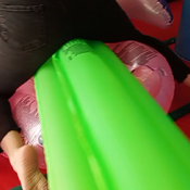 Inflatables play in the inflatable castle by Bonnie!!