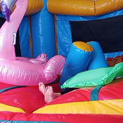 Inflatables play in the inflatable castle by Bonnie!!