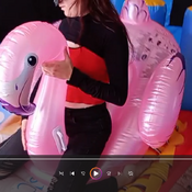 Inflatables play in the inflatable castle by Bonnie!!