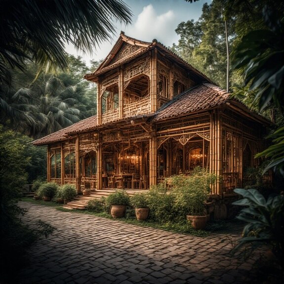 Jerome.C.House (American,1991) Carved Bamboo Brazilian Town 2025