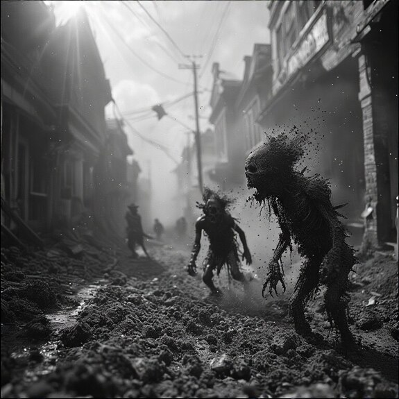 Jerome.C.House_(American,1991) Black Powdered Creatures Vs.Town Humans 2025