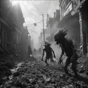 Jerome.C.House_(American,1991) Black Powdered Creatures Vs.Town Humans 2025