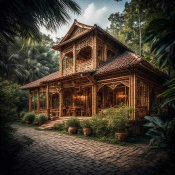 Jerome.C.House (American,1991) Carved Bamboo Brazilian Town 2025