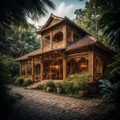 Jerome.C.House (American,1991) Carved Bamboo Brazilian Town 2025