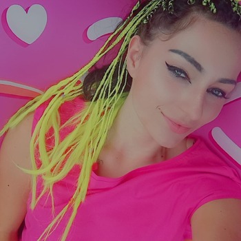 Lera with inflatables and yellow hair