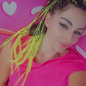 Lera with inflatables and yellow hair