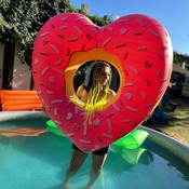 Lera with inflatables and yellow hair