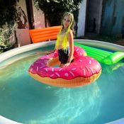 Lera with inflatables and yellow hair