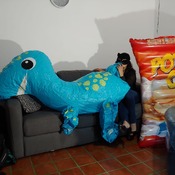 Mouth blow big inflatable dino by Alice