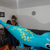 Mouth blow big inflatable dino by Alice