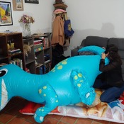 Mouth blow big inflatable dino by Alice