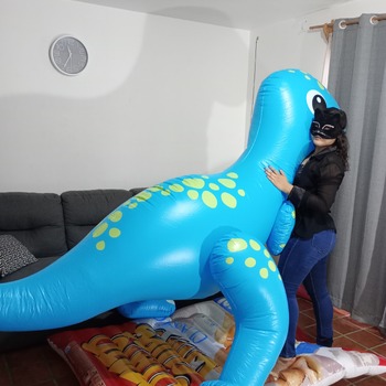 Mouth blow big inflatable dino by Alice