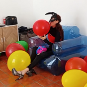 Pop balloons high heels