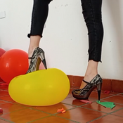 Pop balloons high heels