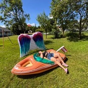 Radana and their inflatables in the garden